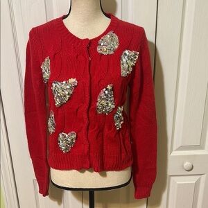 POL Red Sequin-Embellished Women's Sweater